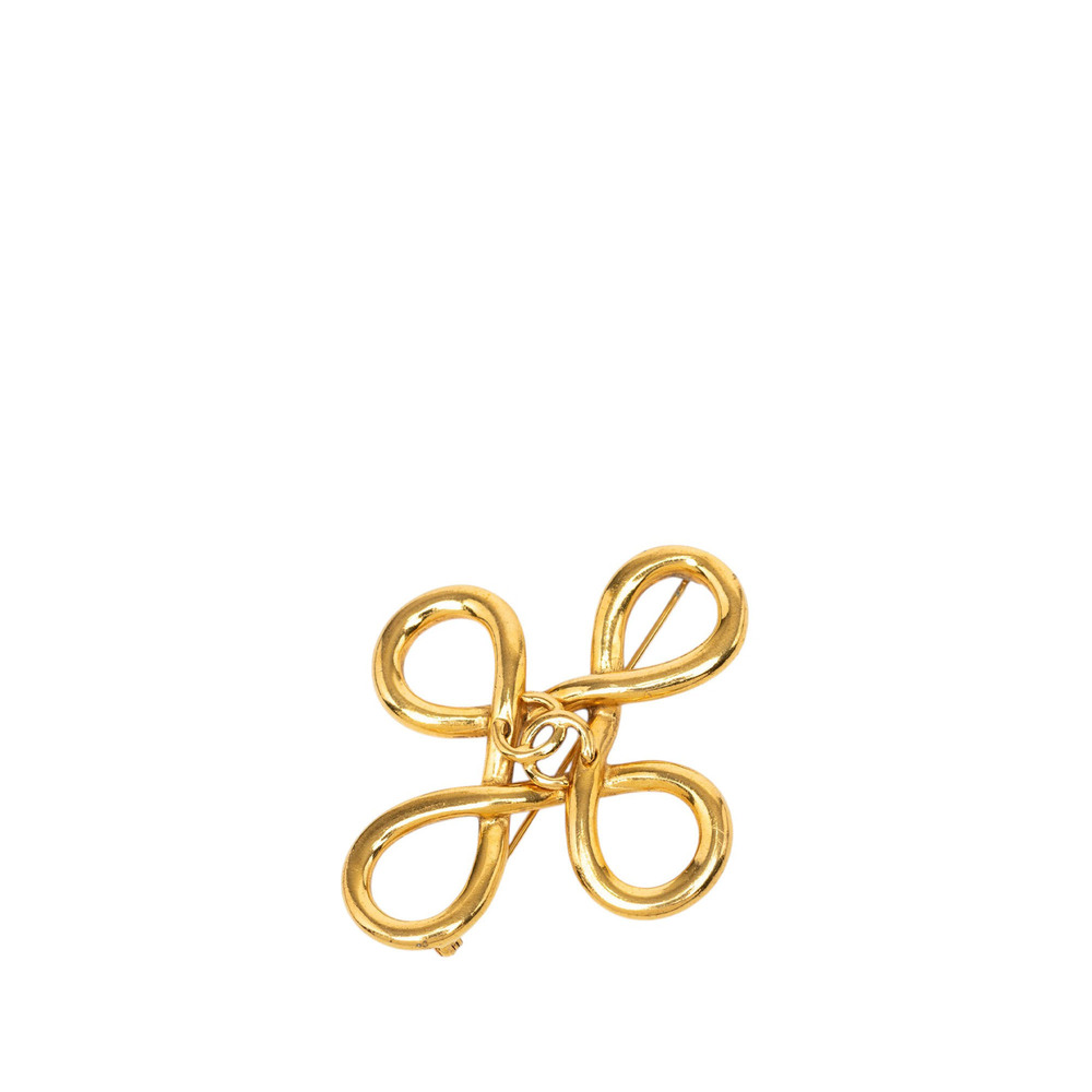 Pre-Loved Chanel CC Gold Plated Infinity Knot Back Pin Brooch